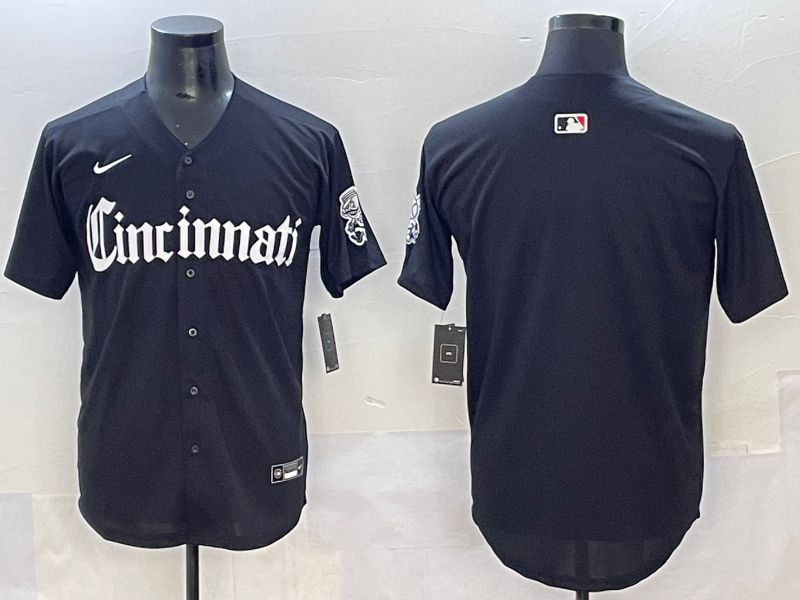 Men 2025 Cincinnati Reds Blank Black Five generations Joint Name Nike MLB Jersey style 1